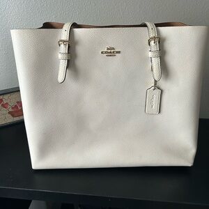 Coach White Leather Tote Bag
